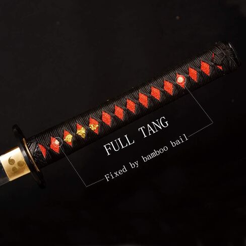 كاتانا مصنوعة يدويًا مقاس 40.55 بوصة، شفرة فولاذية عالية الكربون بحافة مقسى، وغمد أحمر وأسود مع لمسات ذهبية للتجميع والفنون القتالية in Kuwait