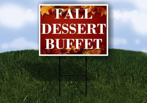 Fall Dessert Buffet Autumn Frame Colorful Maple Leaves On Red Background Directional Arrows A-Frame Double Sided 23x23 in. sign in Saudi Arabia