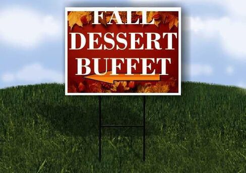 Fall Dessert Buffet Autumn Frame Colorful Maple Leaves On Red Background Directional Arrows A-Frame Double Sided 23x23 in. sign in Saudi Arabia