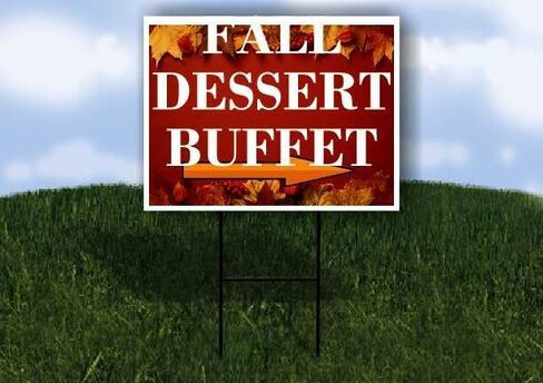 Fall Dessert Buffet Autumn Frame Colorful Maple Leaves On Red Background Directional Arrows A-Frame Double Sided 23x23 in. sign in Saudi Arabia