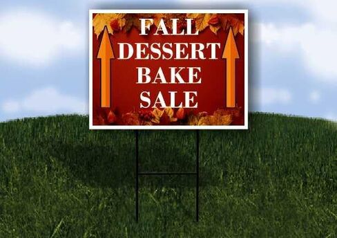 Fall Dessert Bake Sale Autumn Frame Colorful Maple Leaves On Red Background Up Arrows A-Frame Single Sided 23x23 in. sign in Kuwait