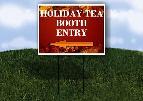 Holiday Tea Booth Entry Autumn Frame Colorful Maple Leaves On Red Background Up Arrows A-Frame Single Sided 23x23 in. sign in Saudi Arabia