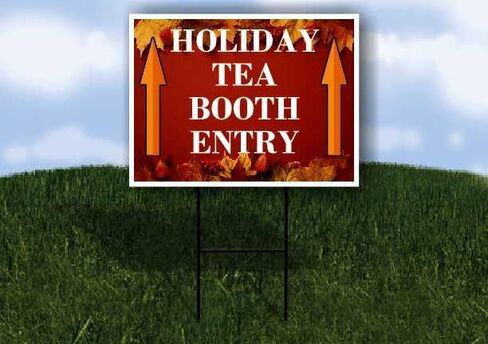 Holiday Tea Booth Entry Autumn Frame Colorful Maple Leaves On Red Background Up Arrows A-Frame Single Sided 23x23 in. sign in Saudi Arabia
