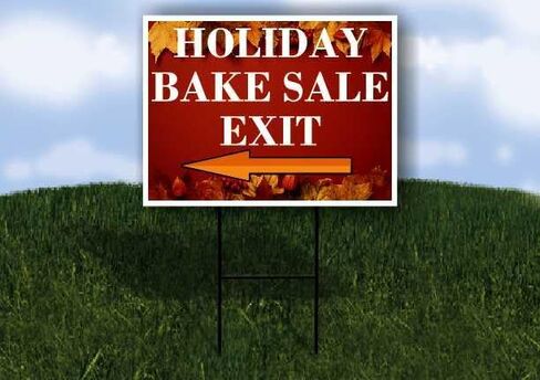 Holiday Bake Sale Exit Autumn Frame Colorful Maple Leaves On Red Background Up Arrows A-Frame Single Sided 23x23 in. sign in Saudi Arabia
