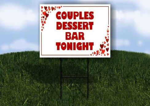 Couples Dessert Bar Tonight Red Frame With Hearts Directional Arrows A-Frame Double Sided 23x23 in. sign in Kuwait
