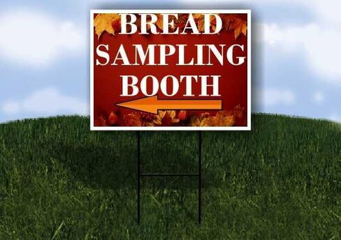Bread Sampling Booth Autumn Frame Colorful Maple Leaves On Red Background Up Arrows A-Frame Single Sided 23x23 in. sign in Kuwait