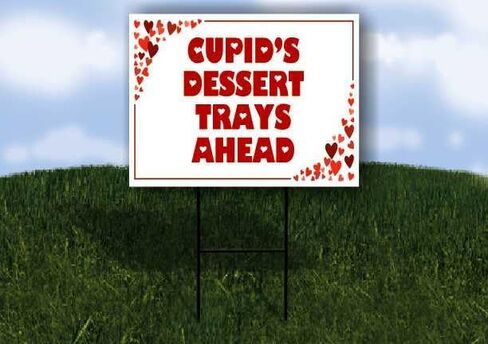 Cupid’S Dessert Trays Ahead Red Frame With Hearts Directional Arrows A-Frame Double Sided 23x23 in. sign in Saudi Arabia