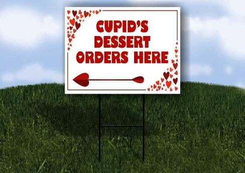 Cupid’S Dessert Orders Here Red Frame With Hearts Up Arrows A-Frame Single Sided 23x23 in. sign in Saudi Arabia