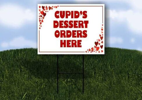 Cupid’S Dessert Orders Here Red Frame With Hearts Up Arrows A-Frame Single Sided 23x23 in. sign in Saudi Arabia