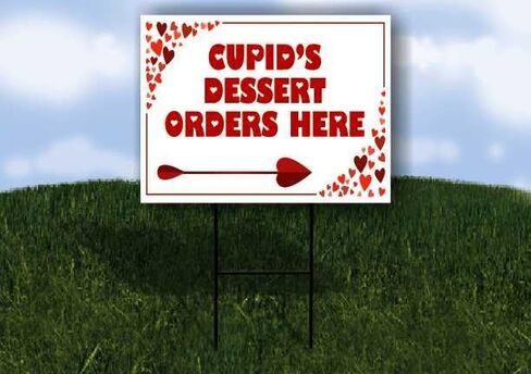 Cupid’S Dessert Orders Here Red Frame With Hearts Up Arrows A-Frame Single Sided 23x23 in. sign in Saudi Arabia