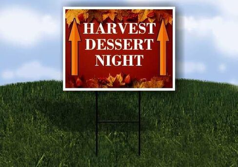 Harvest Dessert Night Autumn Frame Colorful Maple Leaves On Red Background Directional Arrows A-Frame Double Sided 23x23 in. sign in Kuwait