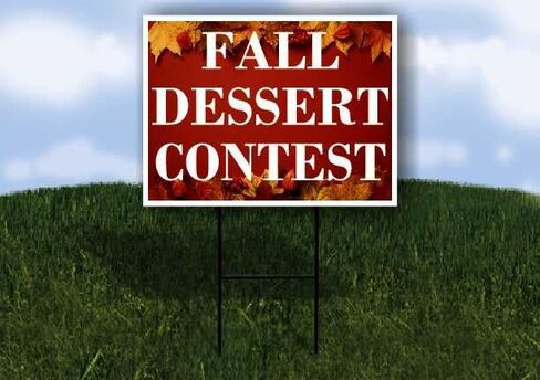 Fall Dessert Contest Autumn Frame Colorful Maple Leaves On Red Background Directional Arrows A-Frame Double Sided 23x23 in. sign in Kuwait