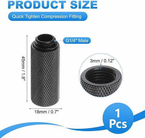 1-حزمة G1/4 بوصة تركيب موسع ذكر إلى أنثى G1/4 بوصة × 35 مم تركيب ضغط سريع مع حلقة دائرية لنظام تبريد المياه للكمبيوتر الشخصي، أسود in Kuwait