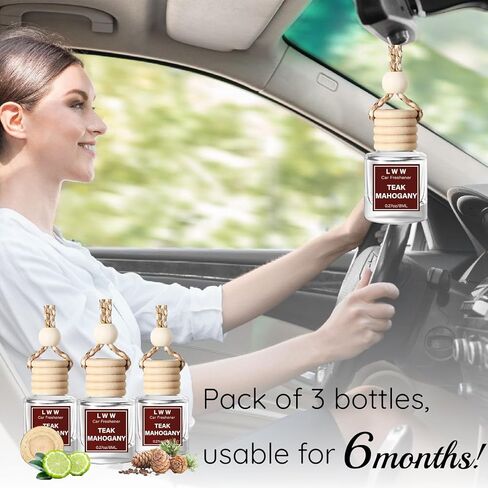 معطر هواء للسيارة معلق - موزع زيت عطري لطيف للسيارة - زجاجة قابلة لإعادة الاستخدام مع عطر يدوم أكثر من 45 يومًا، زيوت أساسية للنساء والرجال - كريم الفانيليا (3 عبوات) in Kuwait