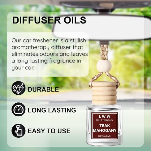 معطر هواء للسيارة معلق - موزع زيت عطري لطيف للسيارة - زجاجة قابلة لإعادة الاستخدام مع عطر يدوم أكثر من 45 يومًا، زيوت أساسية للنساء والرجال - كريم الفانيليا (3 عبوات) in Kuwait