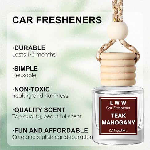 معطر هواء للسيارة معلق - موزع زيت عطري لطيف للسيارة - زجاجة قابلة لإعادة الاستخدام مع عطر يدوم أكثر من 45 يومًا، زيوت أساسية للنساء والرجال - كريم الفانيليا (3 عبوات) in Kuwait