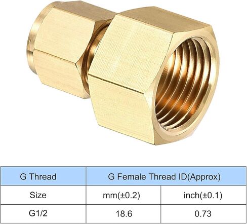 تركيب أنبوب الضغط G1/2 خيط أنثى × 8 مم أنبوب OD محول اقتران مستقيم حزمة نحاسية من 2 in Kuwait