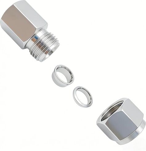الفولاذ المقاوم للصدأ 304 ضغط أنبوب تركيب 1/4 "OD x 1/8" NPT أنثى موصل مع محول الطويق المزدوج، حزمة من 2 in Kuwait