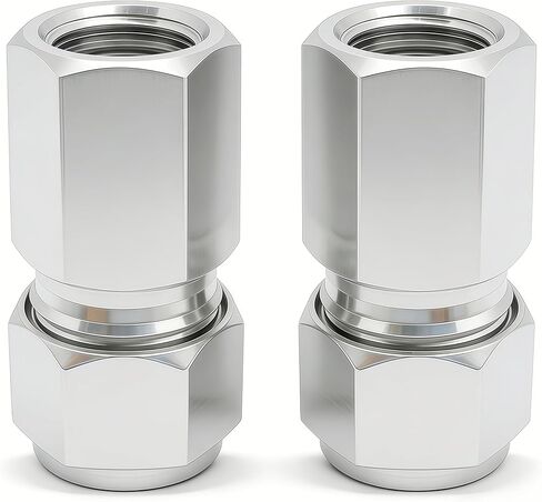 الفولاذ المقاوم للصدأ 304 ضغط أنبوب تركيب 1/4 "OD x 1/8" NPT أنثى موصل مع محول الطويق المزدوج، حزمة من 2 in Kuwait