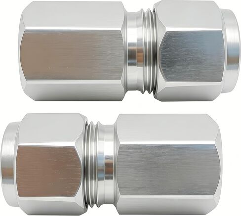 الفولاذ المقاوم للصدأ 304 ضغط أنبوب تركيب 1/4 "OD x 1/8" NPT أنثى موصل مع محول الطويق المزدوج، حزمة من 2 in Kuwait