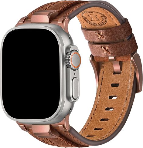 أحزمة جلدية من ريسيتاني متوافقة مع سوار ساعة أبل 49 ملم 46 ملم 45 ملم 44 ملم 42 ملم للرجال، أشرطة بديلة لموصل ماتيل متين من الجلد الطبيعي لساعة iWatch Ultra3/2/1 SE3/2/1 Series 11 10 9 8 7 6 5 4 in Kuwait