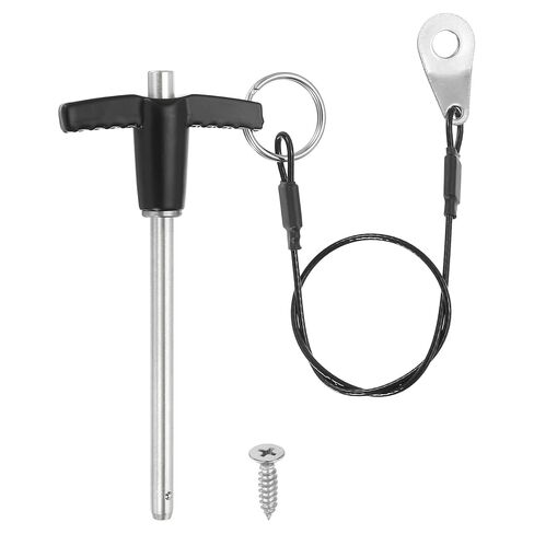 PATIKIL 3/16"(5mm) Diameter 304 Stainless Steel Quick Release Pin, Usable Length 2.4"(60mm) Push-Button t Handle Lock Pins with 25cm Lanyard Cable M5 Screw, Silver in Saudi Arabia