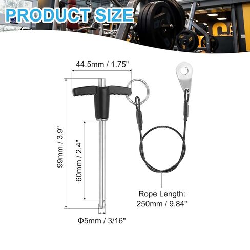PATIKIL 3/16"(5mm) Diameter 304 Stainless Steel Quick Release Pin, Usable Length 2.4"(60mm) Push-Button t Handle Lock Pins with 25cm Lanyard Cable M5 Screw, Silver in Saudi Arabia