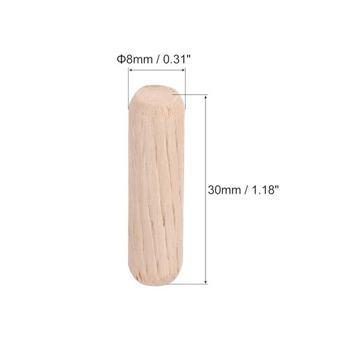 uxcell Wooden Dowel Pins 30pcs 8x30mm(0.31"x1.18") Fluted Beveled Ends Wood Dowel Pegs Dried Hardwood for Woodworking Furniture Shelf in Saudi Arabia