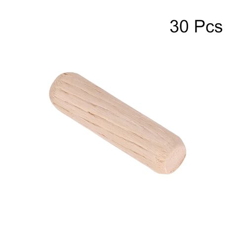 uxcell Wooden Dowel Pins 30pcs 8x30mm(0.31"x1.18") Fluted Beveled Ends Wood Dowel Pegs Dried Hardwood for Woodworking Furniture Shelf in Saudi Arabia