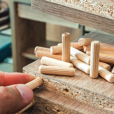 uxcell Wooden Dowel Pins 30pcs 8x30mm(0.31"x1.18") Fluted Beveled Ends Wood Dowel Pegs Dried Hardwood for Woodworking Furniture Shelf in Saudi Arabia