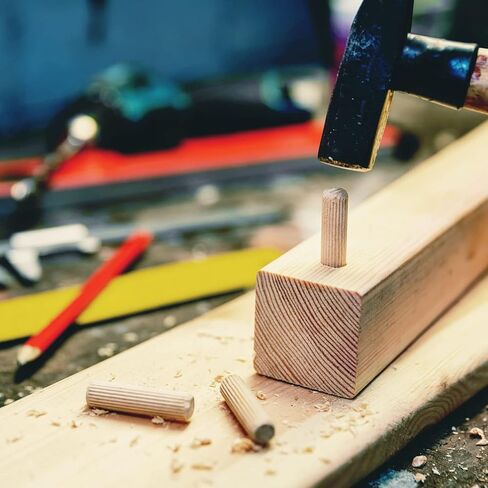 uxcell Wooden Dowel Pins 30pcs 8x30mm(0.31"x1.18") Fluted Beveled Ends Wood Dowel Pegs Dried Hardwood for Woodworking Furniture Shelf in Saudi Arabia