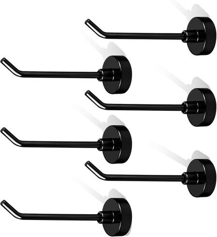 6 قطع خطافات مغناطيسية بوزن 1.7 رطل من خطافات مغناطيس النيوديميوم لمقصورة الرحلات البحرية والثلاجة والمطبخ، بدون خطافات تعليق للحفر، خطاف مغناطيسي أسود طويل للمفاتيح والمناشف وأدوات المطبخ in Kuwait