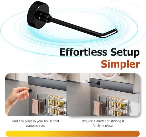 6 قطع خطافات مغناطيسية بوزن 1.7 رطل من خطافات مغناطيس النيوديميوم لمقصورة الرحلات البحرية والثلاجة والمطبخ، بدون خطافات تعليق للحفر، خطاف مغناطيسي أسود طويل للمفاتيح والمناشف وأدوات المطبخ in Kuwait