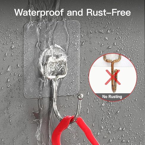 10 Pcs Large Hooks for Hanging Heavy-Duty 44Ib(Max) Wall Hangers Without Nails Self-Adhesive Traceless Clear and Removable, Waterproof and Rustproof Multiple Uses for Bathroom Kitchen Home in Saudi Arabia