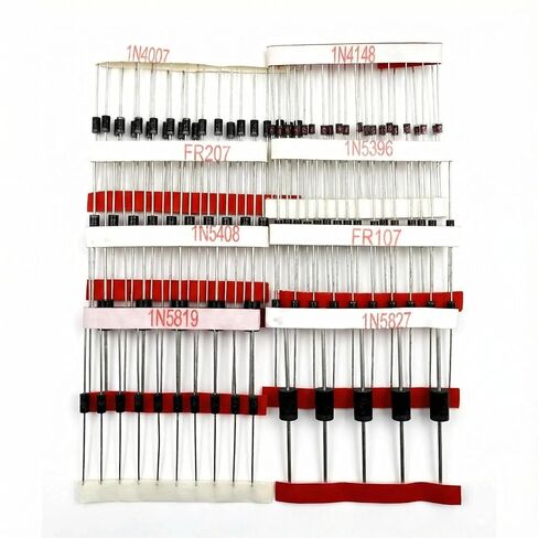 Diode Assortment Kit 100PCS Fast Recovery & Rectifier Diodes, Includes 1N4148 1N4007 1N5819 1N5399 FR107 FR207 1N5408 1N5822 for DIY Electronics Arduino Circuit Projects, Repair in Saudi Arabia