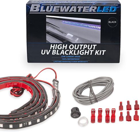 T-H Marine BLUEWATERLED High Output UV Blacklight Kit – 2X 40 Ultraviolet LED Strips with 3M™ Adhesive – Night Fishing Glow Lights for Boats – Waterproof, Wide Beam, 10' Wire in Saudi Arabia