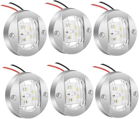 3 بوصة مستديرة LED أضواء القوارب البحرية، سطح جبل المقصورة سطح السفينة ضوء مجاملة، مقاوم للماء رافدة ستيرن مرساة ضوء لقارب صيد عائم قوارب الكاياك واليخوت الشراعية سفن الملاحة، 6 قطع شعاع أبيض in Kuwait