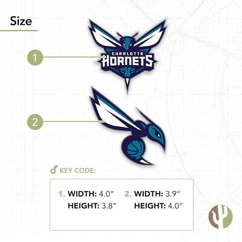 ملصق من الفينيل مطبوع عليه Desert Cactus Charlotte Hornets NBA مرخص رسميًا وزجاجة مياه للكمبيوتر المحمول ودفتر قصاصات السيارة (4 بوصة) in Saudi Arabia