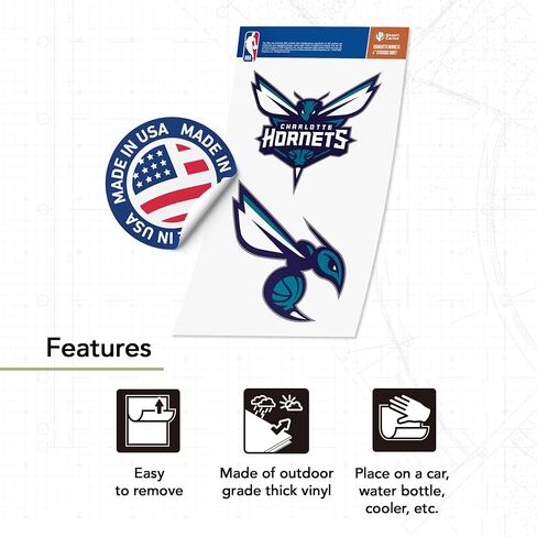 ملصق من الفينيل مطبوع عليه Desert Cactus Charlotte Hornets NBA مرخص رسميًا وزجاجة مياه للكمبيوتر المحمول ودفتر قصاصات السيارة (4 بوصة) in Saudi Arabia
