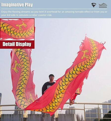 Dragon Dance Serpentine of Fabric Silk, Dragon Dance Tape with Dragon Head, Fluid Silk, Agitation, Dance of The Lion Dance of The Dragon and The Lion ~/ in Saudi Arabia