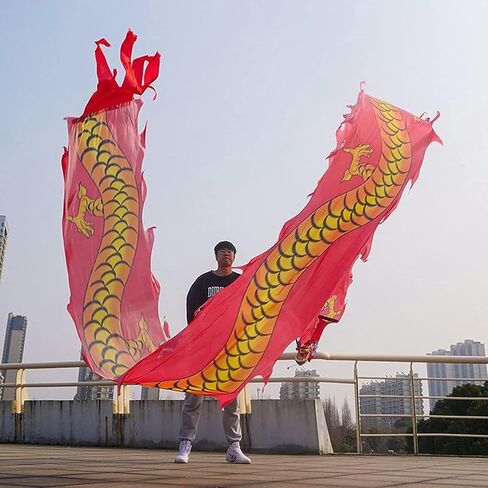 Dragon Dance Serpentine of Fabric Silk, Dragon Dance Tape with Dragon Head, Fluid Silk, Agitation, Dance of The Lion Dance of The Dragon and The Lion ~/ in Saudi Arabia