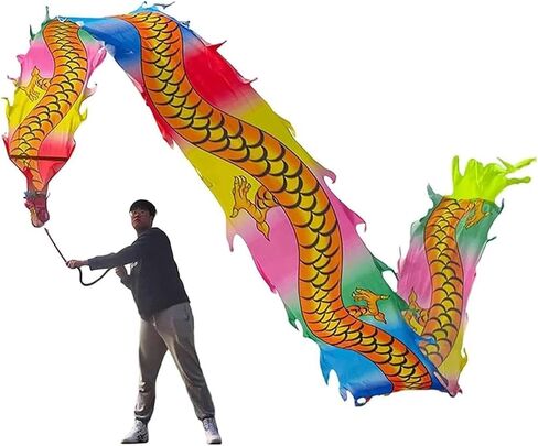 Dragon Dance Serpentine of Fabric Silk, Dragon Dance Tape with Dragon Head, Fluid Silk, Agitation, Dance of The Lion Dance of The Dragon and The Lion ~/ in Saudi Arabia