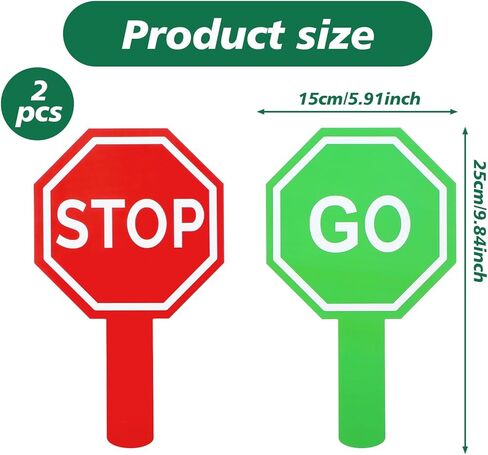 2Pcs Stop and Go Sign with Handle,Mini Double Sided Handheld Sign Guard Stop and Go Signs for Guiding Teaching Traffic Safety in Saudi Arabia