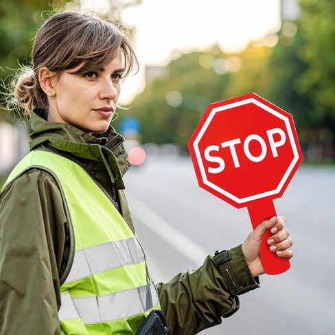 2Pcs Stop and Go Sign with Handle,Mini Double Sided Handheld Sign Guard Stop and Go Signs for Guiding Teaching Traffic Safety in Saudi Arabia