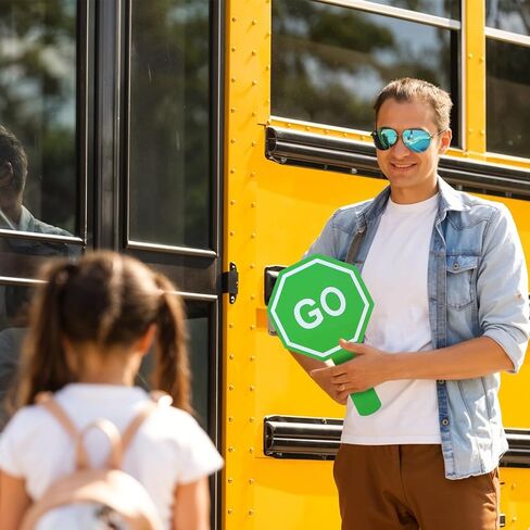 2Pcs Stop and Go Sign with Handle,Mini Double Sided Handheld Sign Guard Stop and Go Signs for Guiding Teaching Traffic Safety in Saudi Arabia