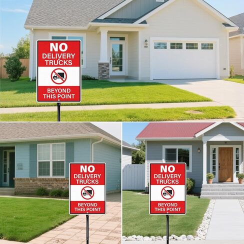 14" × 10" No Delivery Trucks Beyond This Point Signs with Stake Reflective Aluminum 2 Pack Rust Free Metal No Trucks Signs for Driveway Road Yard Outdoor in Saudi Arabia