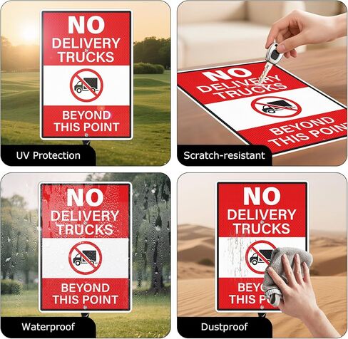 14" × 10" No Delivery Trucks Beyond This Point Signs with Stake Reflective Aluminum 2 Pack Rust Free Metal No Trucks Signs for Driveway Road Yard Outdoor in Saudi Arabia