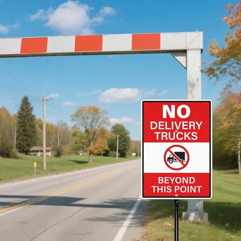 14" × 10" No Delivery Trucks Beyond This Point Signs with Stake Reflective Aluminum 2 Pack Rust Free Metal No Trucks Signs for Driveway Road Yard Outdoor in Saudi Arabia