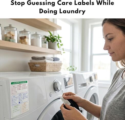 Laundry Symbols Chart Magnet (5x7.6 Inches) – Laundry Care Symbols Chart for Washing Machine & Dryer – Magnetic Laundry Room Must Haves – Stylish Laundry Room Accessories for Easy Clothing Care in Kuwait