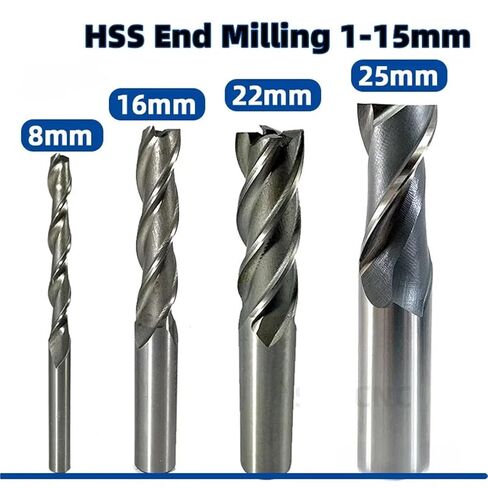 مطحنة HSS 2 3 4 فلوت CNC أداة قطع الأسنان منخفضة السرعة أداة تصنيع معدنية من البلاستيك الصلب قطر 1-15 مم 1 قطعة (6x6x40x100) in Kuwait